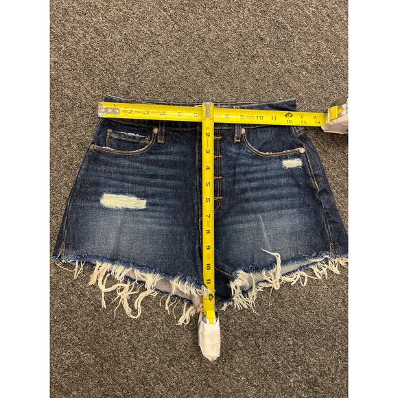 Paige Womens Blue Denim 5-Buttons Raw Hem Distressed Jeans Shorts Size 27 - Picture 3 of 7